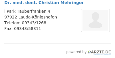 Dr med dent christian mehringer