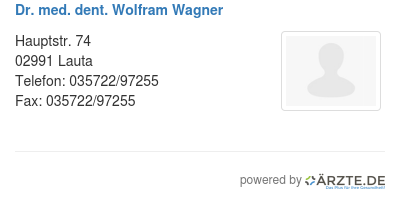 Dr med dent wolfram wagner