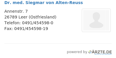 Dr med siegmar von alten reuss