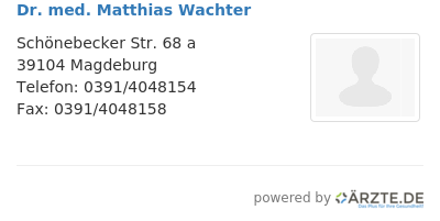 Dr med matthias wachter
