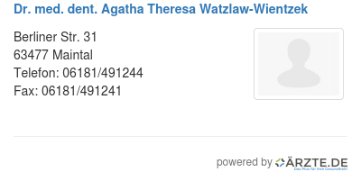 Dr med dent agatha theresa watzlaw wientzek