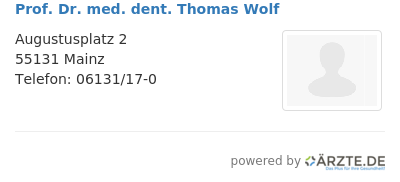 Prof dr med dent thomas wolf