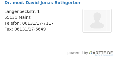 Dr med david jonas rothgerber