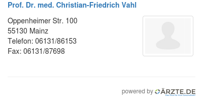 Prof dr med christian friedrich vahl