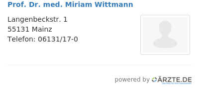 Prof dr med miriam wittmann