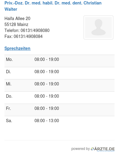 Priv doz dr med habil dr med dent christian walter