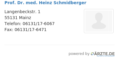 Prof dr med heinz schmidberger 546828