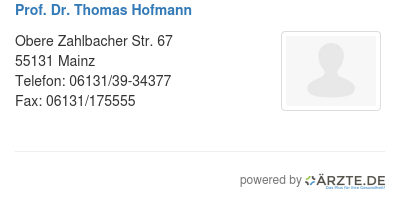Prof dr thomas hofmann