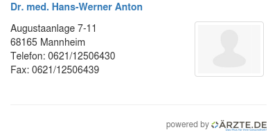 Dr med hans werner anton