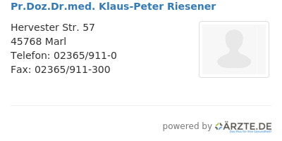 Pr doz dr med klaus peter riesener