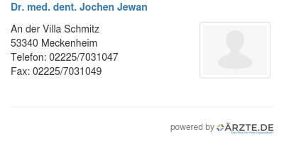 Dr med dent jochen jewan