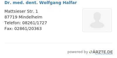 Dr med dent wolfgang halfar