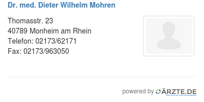 Dr med dieter wilhelm mohren