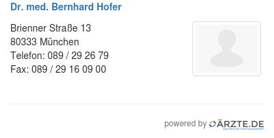 Dr med bernhard hofer