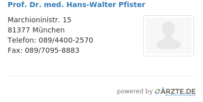 Prof dr med hans walter pfister