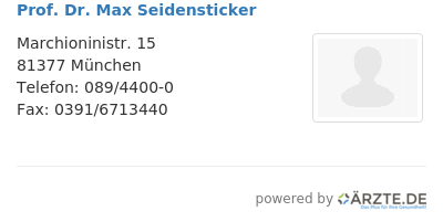 Prof dr max seidensticker