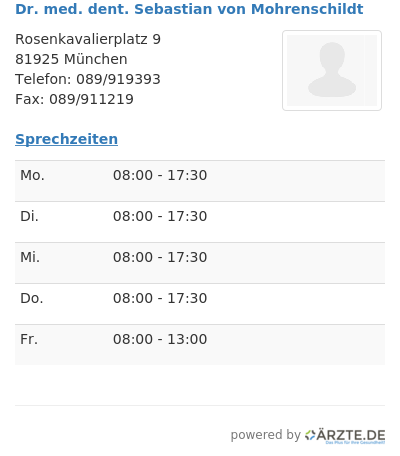 Dr med dent sebastian von mohrenschildt