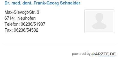 Dr med dent frank georg schneider