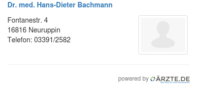 Dr med hans dieter bachmann