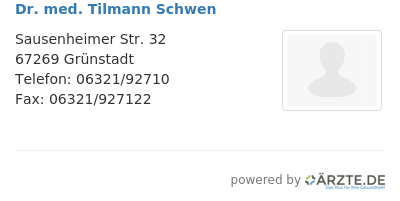 Dr med tilmann schwen