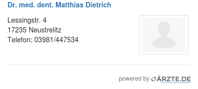 Dr med dent matthias dietrich