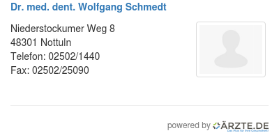 Dr med dent wolfgang schmedt