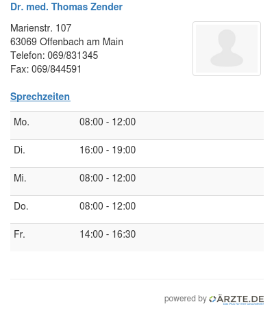 Dr med thomas zender
