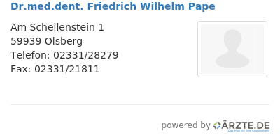 Dr med dent friedrich wilhelm pape