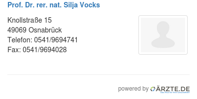 Prof dr rer nat silja vocks