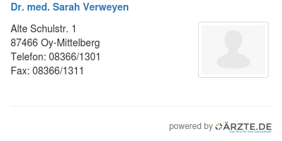 Dr med sarah verweyen