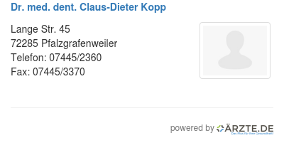 Dr med dent claus dieter kopp