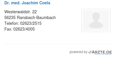 Dr med joachim coels