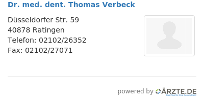 Dr med dent thomas verbeck