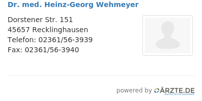 Dr med heinz georg wehmeyer
