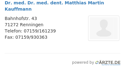 Dr med dr med dent matthias martin kauffmann