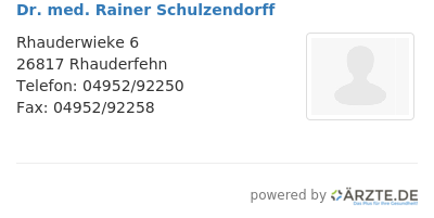 Dr med rainer schulzendorff