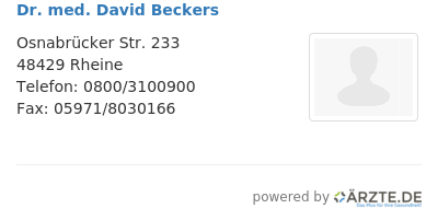 Dr med david beckers