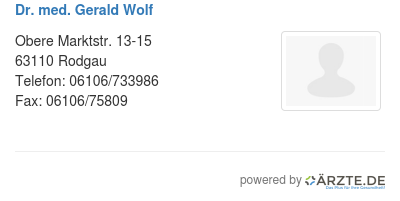 Dr med gerald wolf