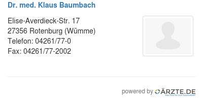 Dr med klaus baumbach