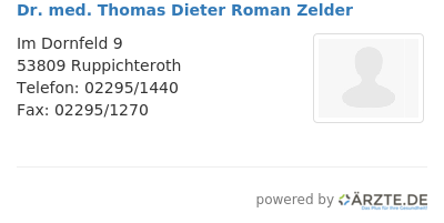 Dr med thomas dieter roman zelder