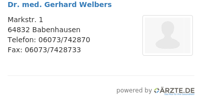 Dr med gerhard welbers