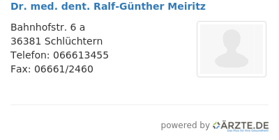 Dr med dent ralf guenther meiritz