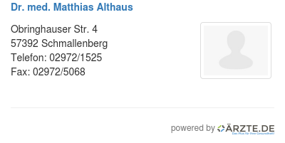 Dr med matthias althaus