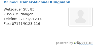Dr med rainer michael klingmann