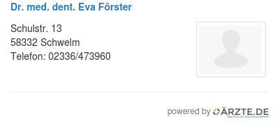 Dr med dent eva foerster