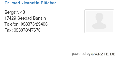 Dr med jeanette bluecher
