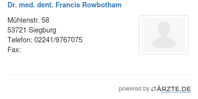 Dr med dent francis rowbotham
