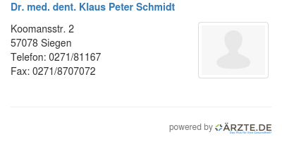 Dr med dent klaus peter schmidt