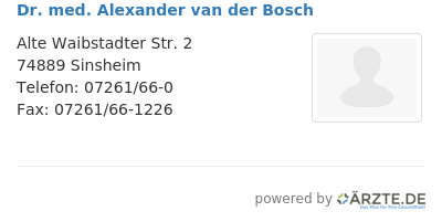 Dr med alexander van der bosch