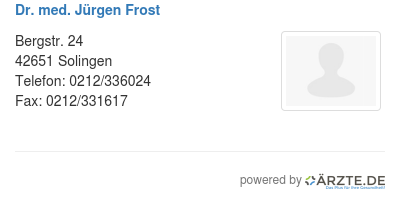 Dr med juergen frost